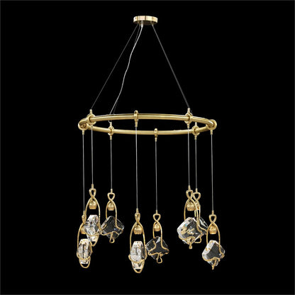Eight-Light Antique Brass Crystal Chandelier / Default Title