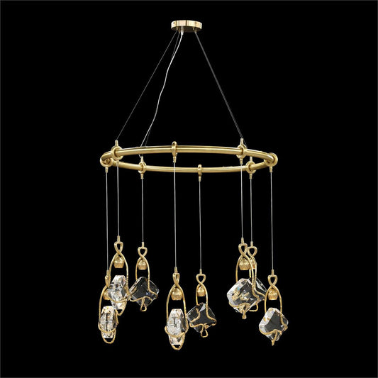 Eight-Light Antique Brass Crystal Chandelier / Default Title