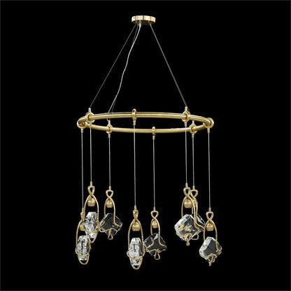 Eight-Light Antique Brass Crystal Chandelier
