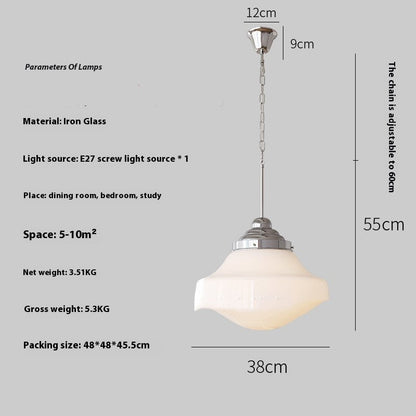 Retro Chrome or Copper Pendant Light / No Stroboscope Warm Light / Chrome B Style 34x53cm