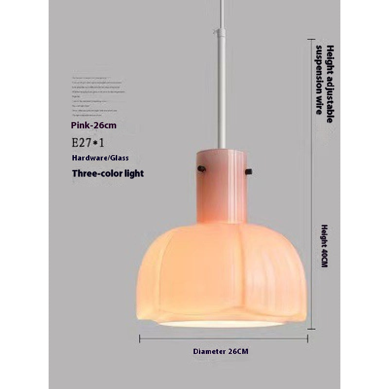 Retro Flower Bud Glass Pendant Light / Caramel / White light